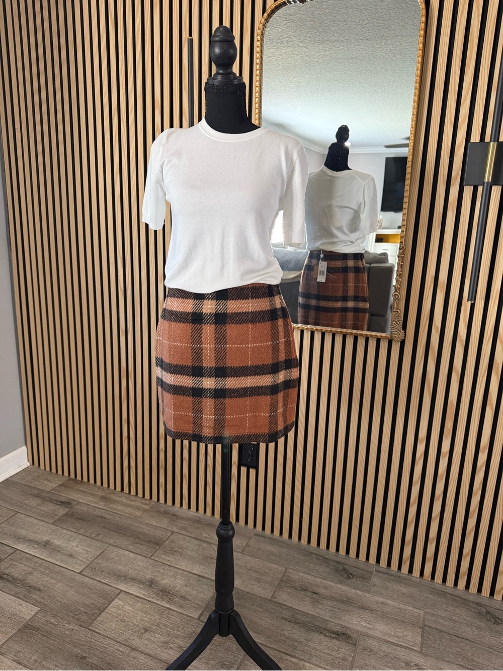 Blu Pepper Rust and Black Plaid Mini Skirt